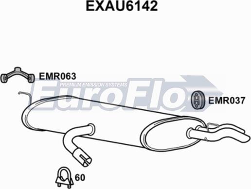 EuroFlo EXAU6142 - Глушник вихлопних газів кінцевий autocars.com.ua