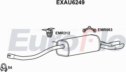 EuroFlo EXAU6249 - Вкладиш глушника, глушник вихлопних газів кінцевий autocars.com.ua