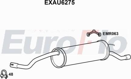 EuroFlo EXAU6275 - Вкладиш глушника, глушник вихлопних газів кінцевий autocars.com.ua