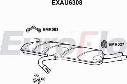 EuroFlo EXAU6308 - Вкладиш глушника, глушник вихлопних газів кінцевий autocars.com.ua