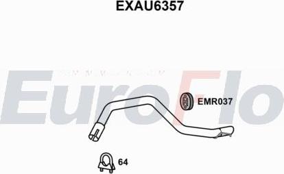 EuroFlo EXAU6357 - Вкладиш глушника, глушник вихлопних газів кінцевий autocars.com.ua