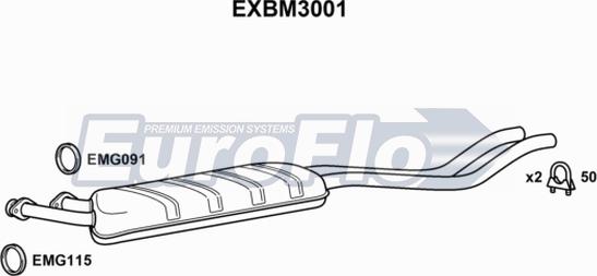 EuroFlo EXBM3001 - Середній глушник вихлопних газів autocars.com.ua