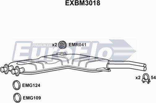 EuroFlo EXBM3018 - Середній глушник вихлопних газів autocars.com.ua
