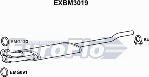 EuroFlo EXBM3019 - Середній глушник вихлопних газів autocars.com.ua