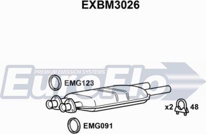 EuroFlo EXBM3026 - Середній глушник вихлопних газів autocars.com.ua