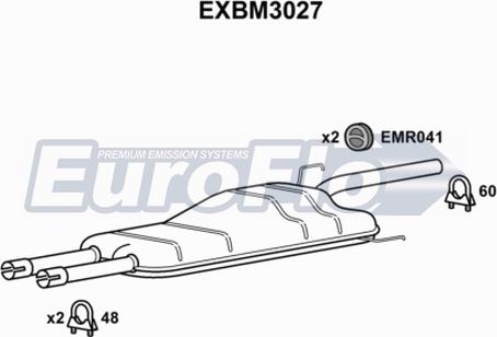 EuroFlo EXBM3027 - Середній глушник вихлопних газів autocars.com.ua