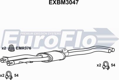EuroFlo EXBM3047 - Середній глушник вихлопних газів autocars.com.ua