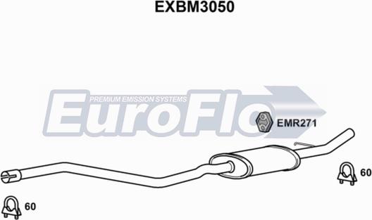 EuroFlo EXBM3050 - Середній глушник вихлопних газів autocars.com.ua