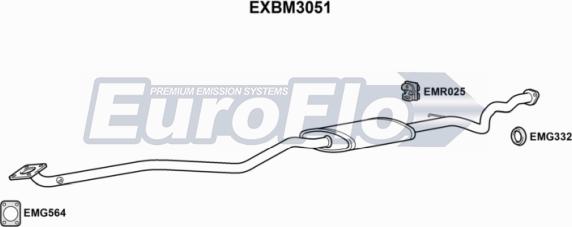 EuroFlo EXBM3051 - Середній глушник вихлопних газів autocars.com.ua