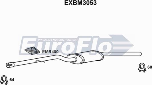 EuroFlo EXBM3053 - Середній глушник вихлопних газів autocars.com.ua