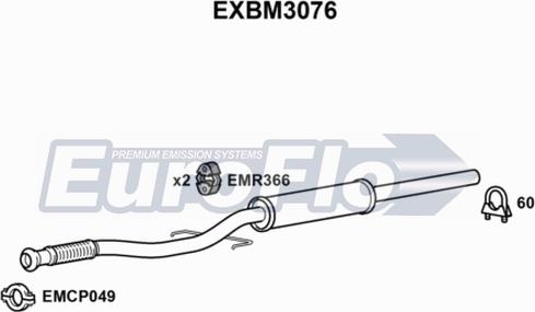 EuroFlo EXBM3076 - Середній глушник вихлопних газів autocars.com.ua