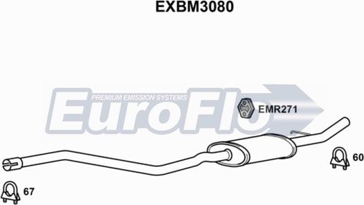 EuroFlo EXBM3080 - Середній глушник вихлопних газів autocars.com.ua