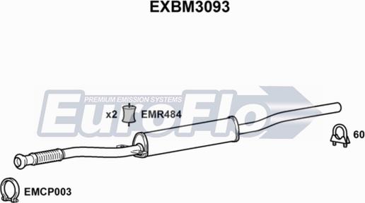 EuroFlo EXBM3093 - Середній глушник вихлопних газів autocars.com.ua