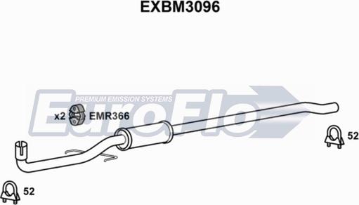 EuroFlo EXBM3096 - Середній глушник вихлопних газів autocars.com.ua