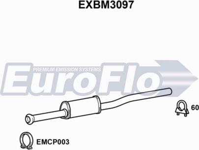 EuroFlo EXBM3097 - Середній глушник вихлопних газів autocars.com.ua