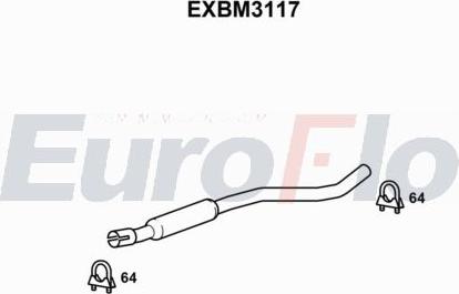 EuroFlo EXBM3117 - Вкладиш глушника, глушник вихлопних газів кінцевий autocars.com.ua