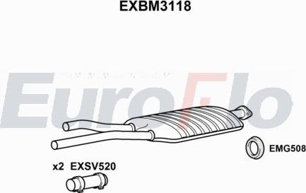 EuroFlo EXBM3118 - Вкладиш глушника, глушник вихлопних газів кінцевий autocars.com.ua