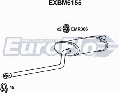 EuroFlo EXBM6155 - Глушник вихлопних газів кінцевий autocars.com.ua