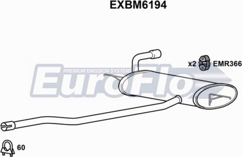 EuroFlo EXBM6194 - Глушник вихлопних газів кінцевий autocars.com.ua