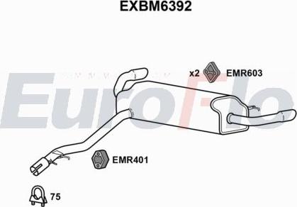 EuroFlo EXBM6392 - Вкладиш глушника, глушник вихлопних газів кінцевий autocars.com.ua