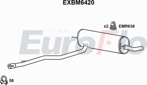 EuroFlo EXBM6420 - Вкладиш глушника, глушник вихлопних газів кінцевий autocars.com.ua