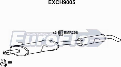 EuroFlo EXCH9005 - Середній / кінцевий глушник ОГ autocars.com.ua