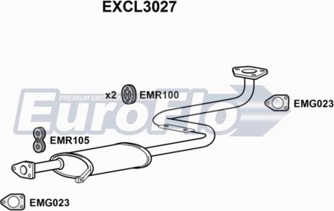 EuroFlo EXCL3027 - Середній глушник вихлопних газів autocars.com.ua