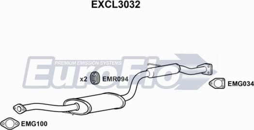 EuroFlo EXCL3032 - Середній глушник вихлопних газів autocars.com.ua