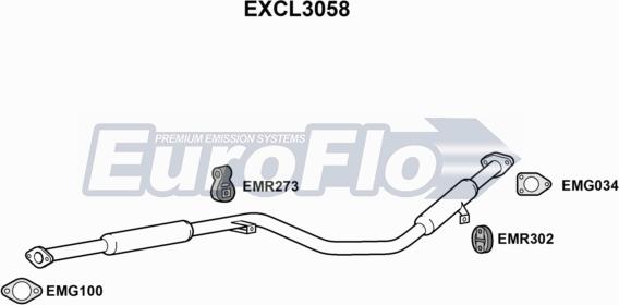 EuroFlo EXCL3058 - Середній глушник вихлопних газів autocars.com.ua