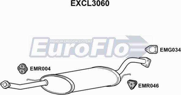 EuroFlo EXCL3060 - Середній глушник вихлопних газів autocars.com.ua