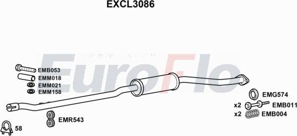 EuroFlo EXCL3086 - Середній глушник вихлопних газів autocars.com.ua