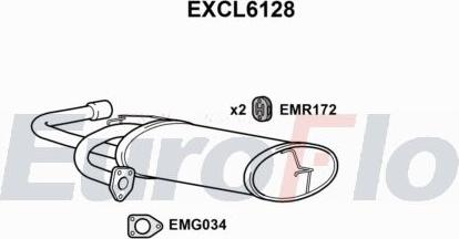 EuroFlo EXCL6128 - Вкладиш глушника, глушник вихлопних газів кінцевий autocars.com.ua