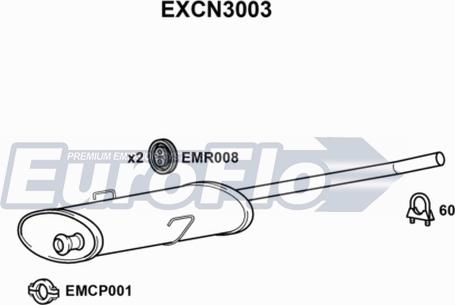 EuroFlo EXCN3003 - Середній глушник вихлопних газів autocars.com.ua