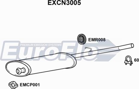 EuroFlo EXCN3005 - Середній глушник вихлопних газів autocars.com.ua