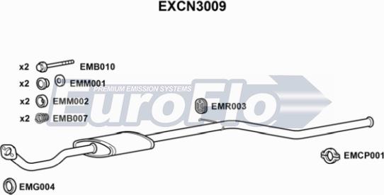 EuroFlo EXCN3009 - Середній глушник вихлопних газів autocars.com.ua