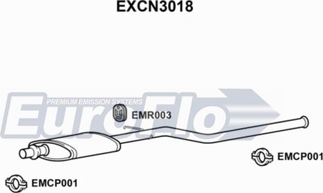 EuroFlo EXCN3018 - Середній глушник вихлопних газів autocars.com.ua