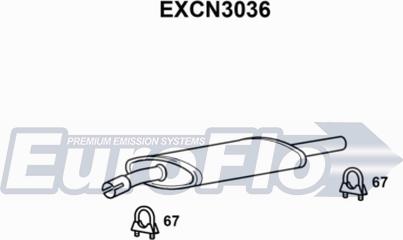 EuroFlo EXCN3036 - Середній глушник вихлопних газів autocars.com.ua