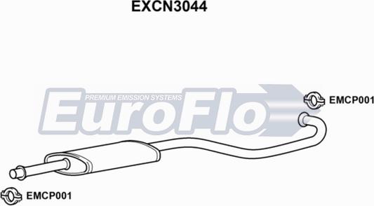 EuroFlo EXCN3044 - Середній глушник вихлопних газів autocars.com.ua