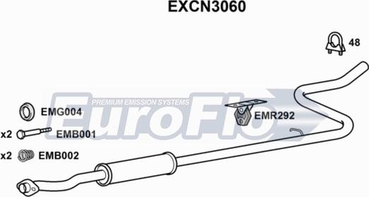 EuroFlo EXCN3060 - Середній глушник вихлопних газів autocars.com.ua