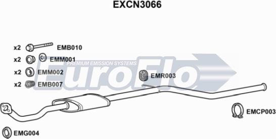 EuroFlo EXCN3066 - Середній глушник вихлопних газів autocars.com.ua