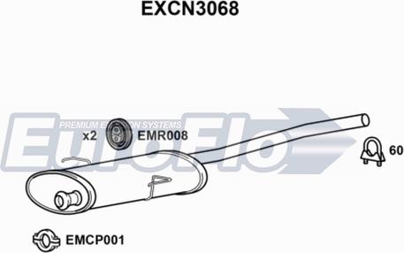 EuroFlo EXCN3068 - Середній глушник вихлопних газів autocars.com.ua