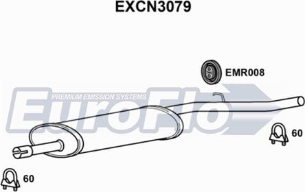 EuroFlo EXCN3079 - Середній глушник вихлопних газів autocars.com.ua