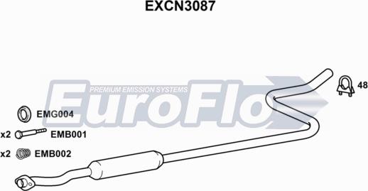 EuroFlo EXCN3087 - Середній глушник вихлопних газів autocars.com.ua