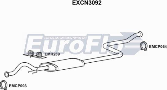 EuroFlo EXCN3092 - Середній глушник вихлопних газів autocars.com.ua