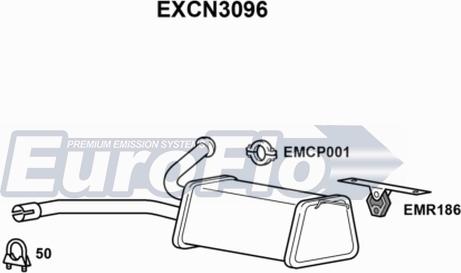 EuroFlo EXCN3096 - Середній глушник вихлопних газів autocars.com.ua