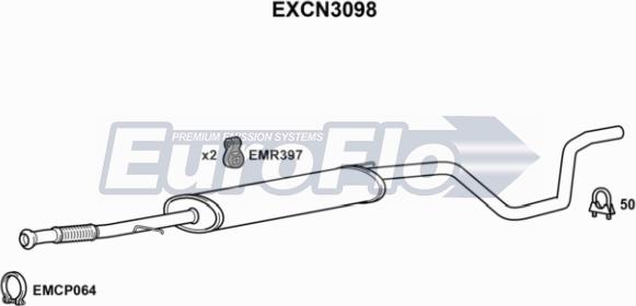 EuroFlo EXCN3098 - Середній глушник вихлопних газів autocars.com.ua