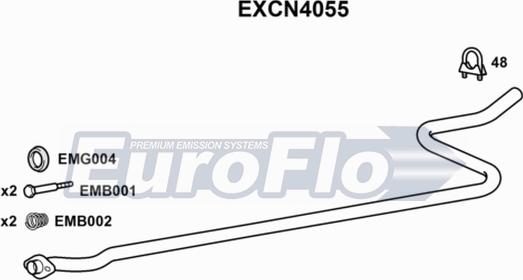 EuroFlo EXCN4055 - Труба вихлопного газу autocars.com.ua