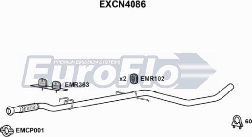 EuroFlo EXCN4086 - Труба вихлопного газу autocars.com.ua