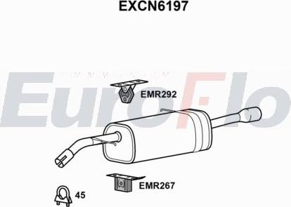 EuroFlo EXCN6197 - Вкладиш глушника, глушник вихлопних газів кінцевий autocars.com.ua