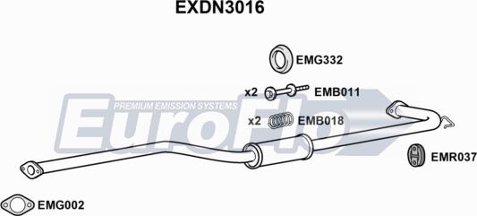 EuroFlo EXDN3016 - Середній глушник вихлопних газів autocars.com.ua